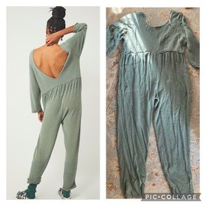 Free People Beach Breaking Free One Piece Jumpsuit M Green